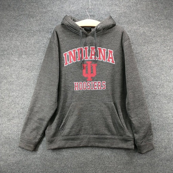 Colosseum Men's Hoodie Gray Large Indiana Hoosiers Pullover Long Sleeve Pockets - Picture 2 of 15